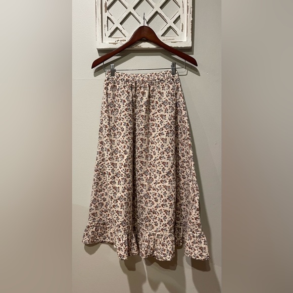 Rylee + Cru Floral Midi Skirt in Cream and Brown - Picture 2 of 13